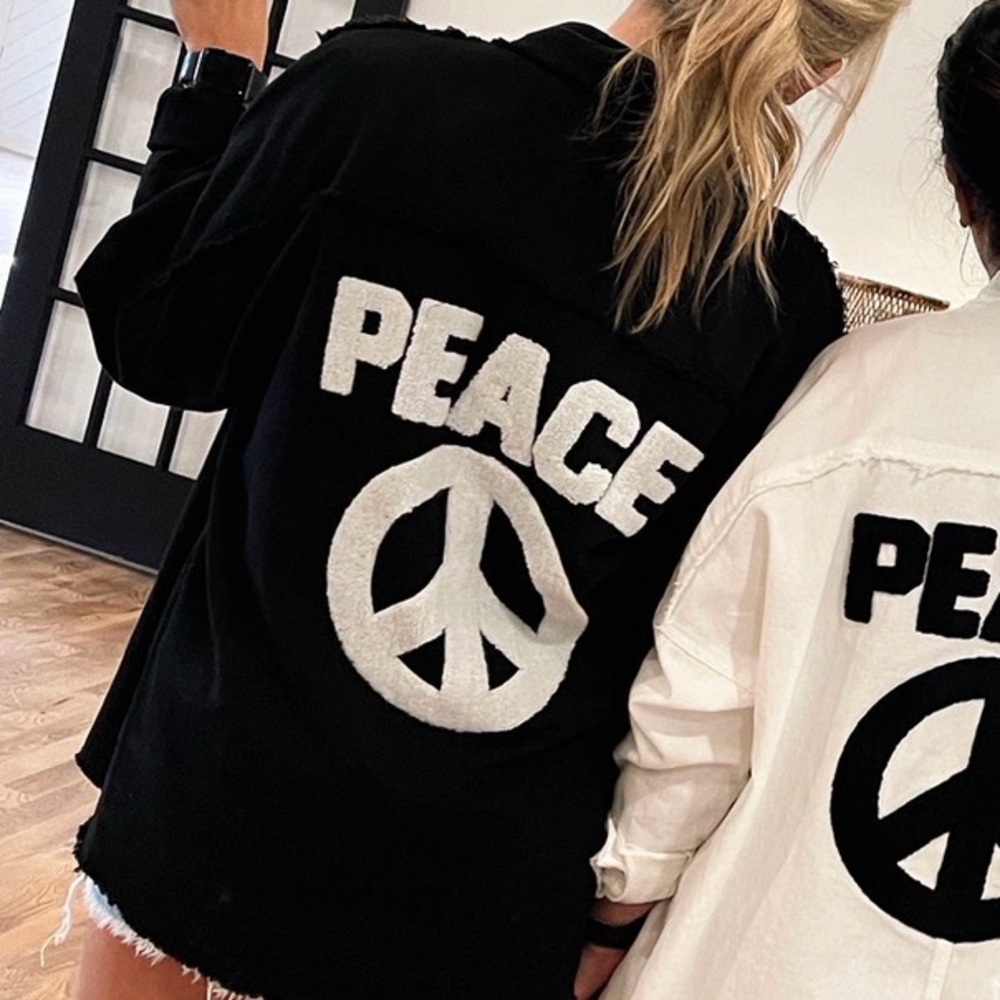 Peace Graphic Oversized Jacket - Black/White